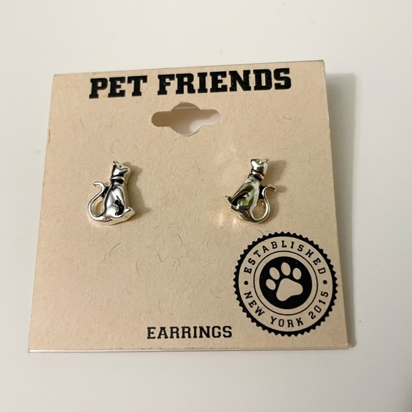 Silver Cat Earrings by Pet Friends - Picture 3 of 10